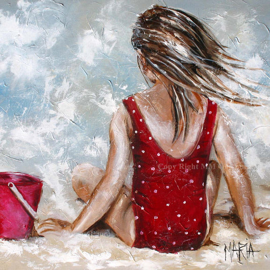 Polka Dots On The Beach | A3 Paper Print