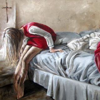 Meisie by die bed - Canvas Prints