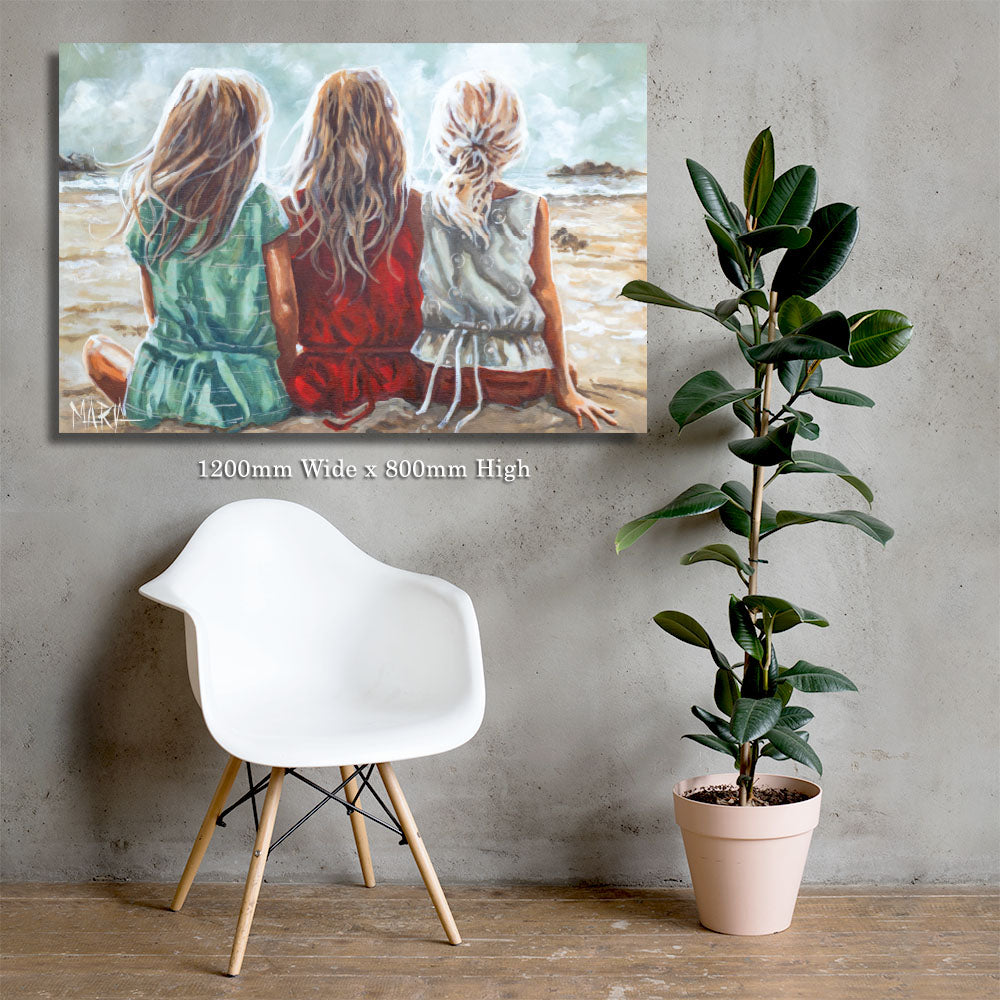 Seaside Whispers canvas print by House of Maria — 1200mm x 800mm canvas displayed on a grey wall — large fine art beach canvas print