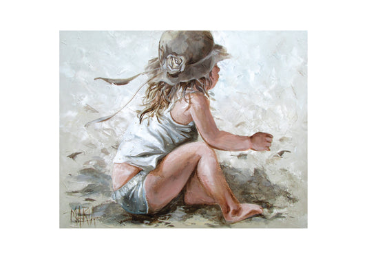 Dogtertjie op die strand| A3 Paper Print
