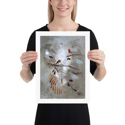 Stripe Robin Bird | A3 Paper Print