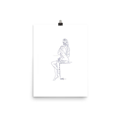 Sitting with flowers | A3 Paper Print