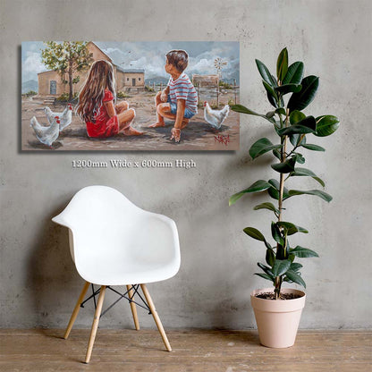 Planning a chicken fight | Canvas Prints