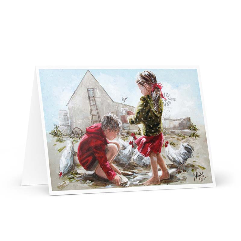 Van vrede en skoenlappers op die plaas | Greeting card