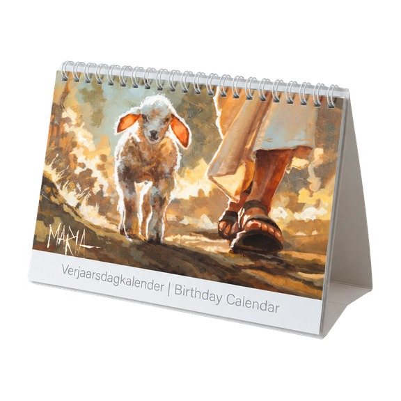 Verjaarsdagkalender — A5 birthday calendar with The Shepherd on the cover by Maria Magdalena Oosthuizen | birthday calendar gift | House of Maria