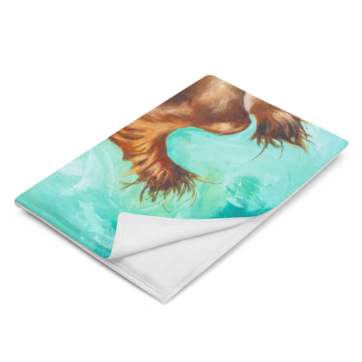 Notebook with a design of a dog's face on a turquoise background