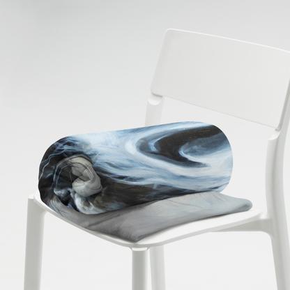 Marble-patterned seat cushion on a white chair