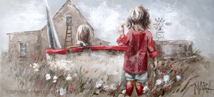 Die bootjie tussen die blomme | A3 Paper Print