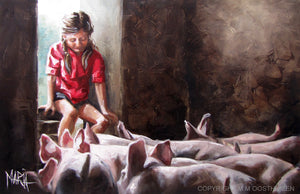 Feeding the pigs | A4 Paper Print