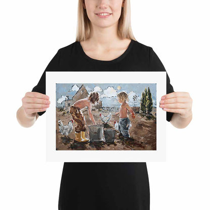 Geel stewels op die plaas | A3 Paper Print