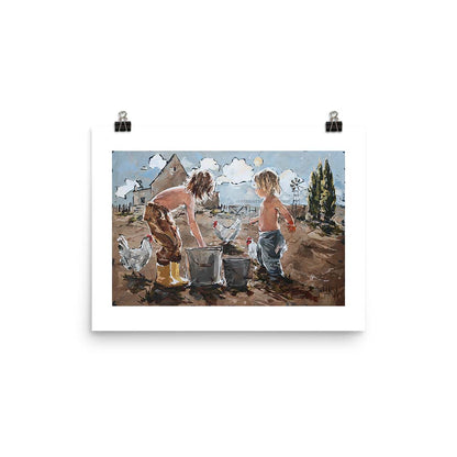 Geel stewels op die plaas | A3 Paper Print