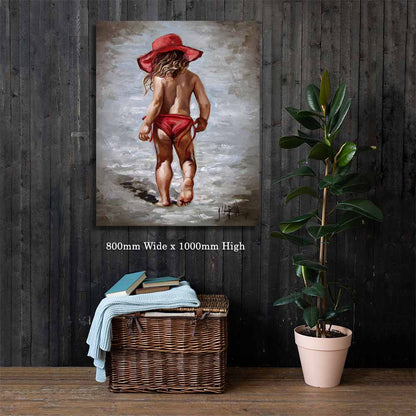 Rooi hoed op die strand | Canvas Prints