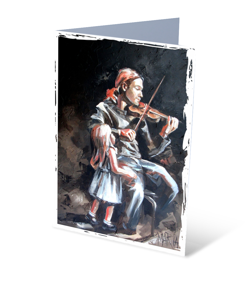 The violin player | Small greeting card