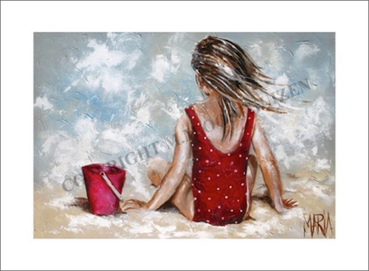 Close-up of Polka Dots On The Beach art print, showing vibrant colors and premium paper texture.