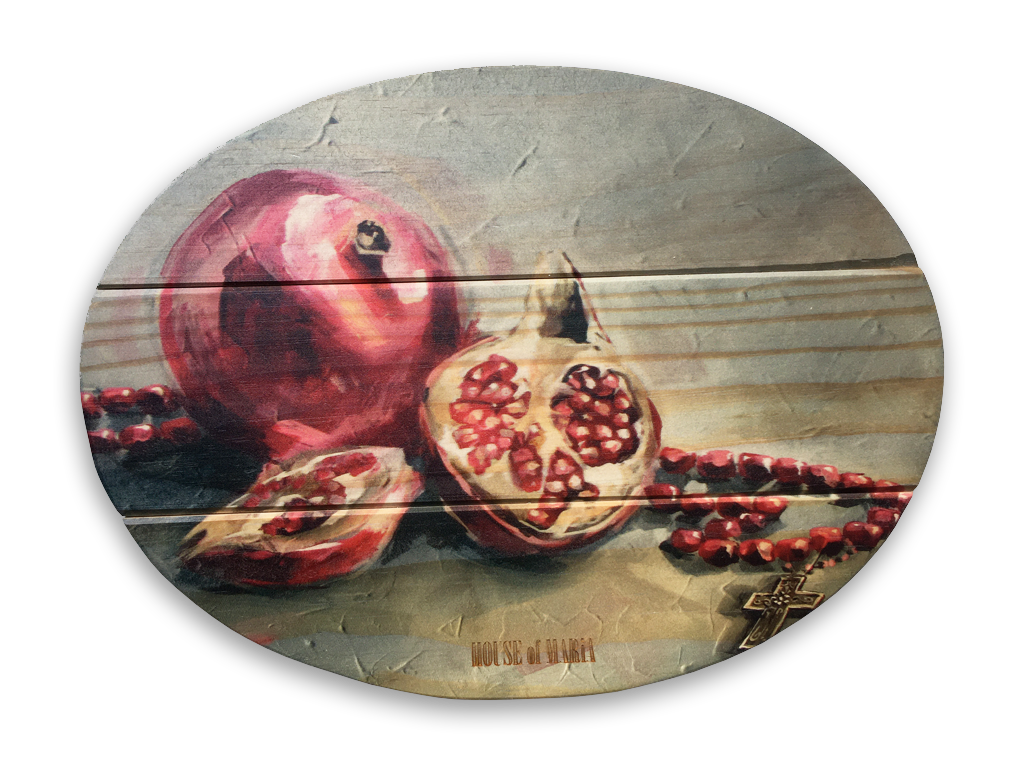 Pomegranates | Oval Wooden Board