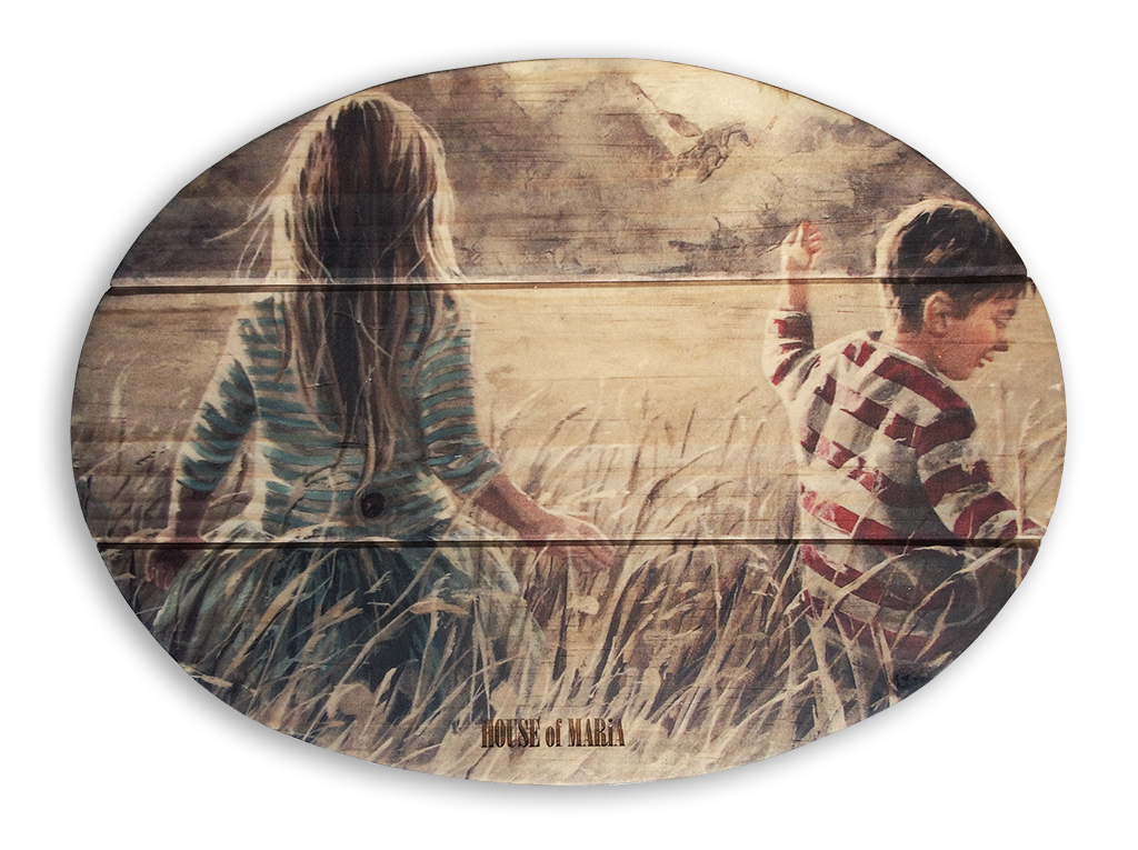 Joy in the field | Oval Wooden Board